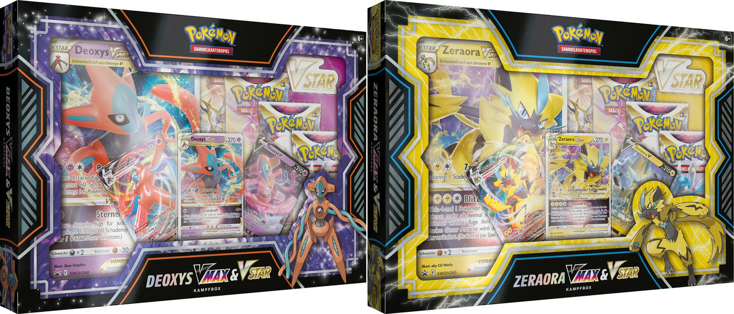 Pokémon Deoxys oder Zeraora VMAX & VSTAR Battle Box – Live Rip – Deutsch
