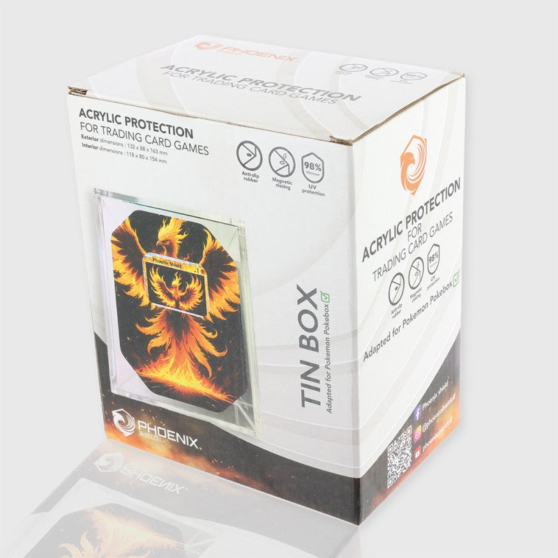 Phoenix Shield Acrylbox für Pokémon Tin  Metalldose – UV99