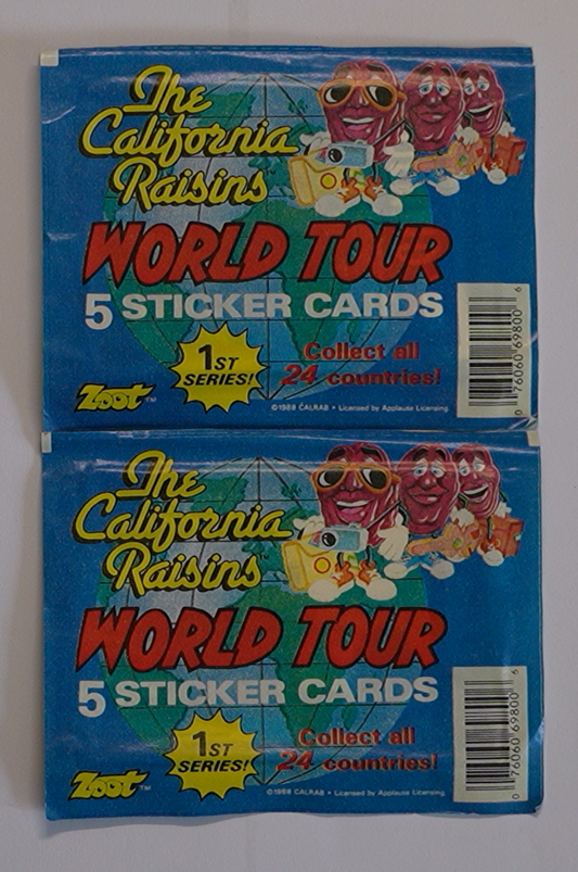 The California Raisins World Tour 1988 – Vintage Sticker Card Pack