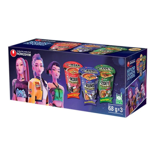 Nongshim KPop Demon Hunters HUNTR/X 3er-Pack mit Rumi, Mira und Zoey, 3 × 68 g
