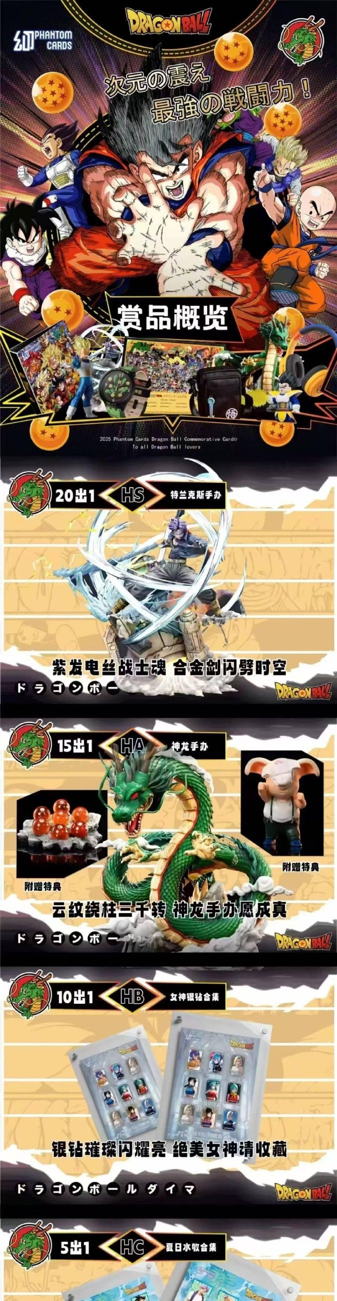 Phantom Cards Dragon Ball master case prize overview