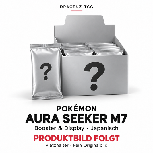 Eigener Platzhalter für Pokémon Aura Seeker M7 – japanische Booster und Display. Produktbild folgt; kein Originalbild.