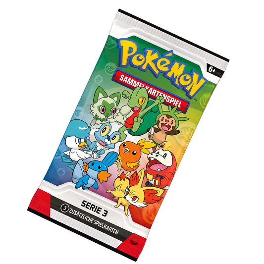 Pokémon Erste Partner Serie 3 – einzelner originalverschlossener deutscher Spezialbooster mit 3 Promokarten